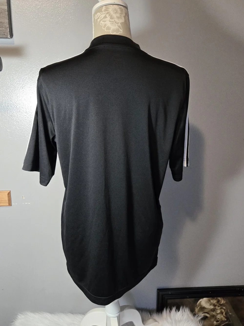 adidas Black Short Sleeve 3-Stripe Athletic Tee